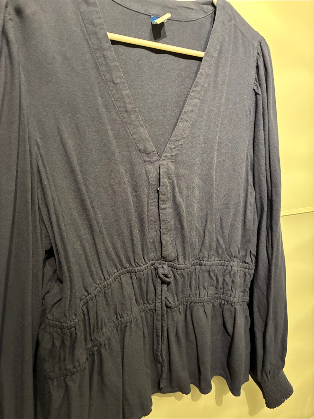 Old Navy blue Long Sleeve V-Neck Peplum Dress Top